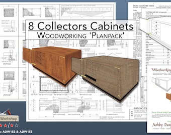Ocho vitrinas de colección - Planos de carpintería - Planos de muebles - Planos de bricolaje - Planos de armarios - Planos de joyeros