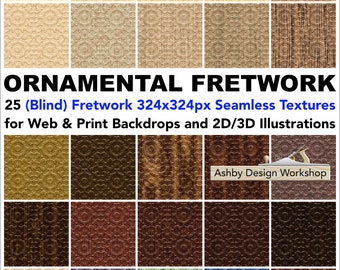 Seamless Wood Textures - 25 Fretwork Tiles - wooden digital paper - wood background - web background - wood images - photoshop wood textures