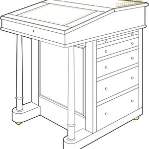 davenport desk plans, black and white