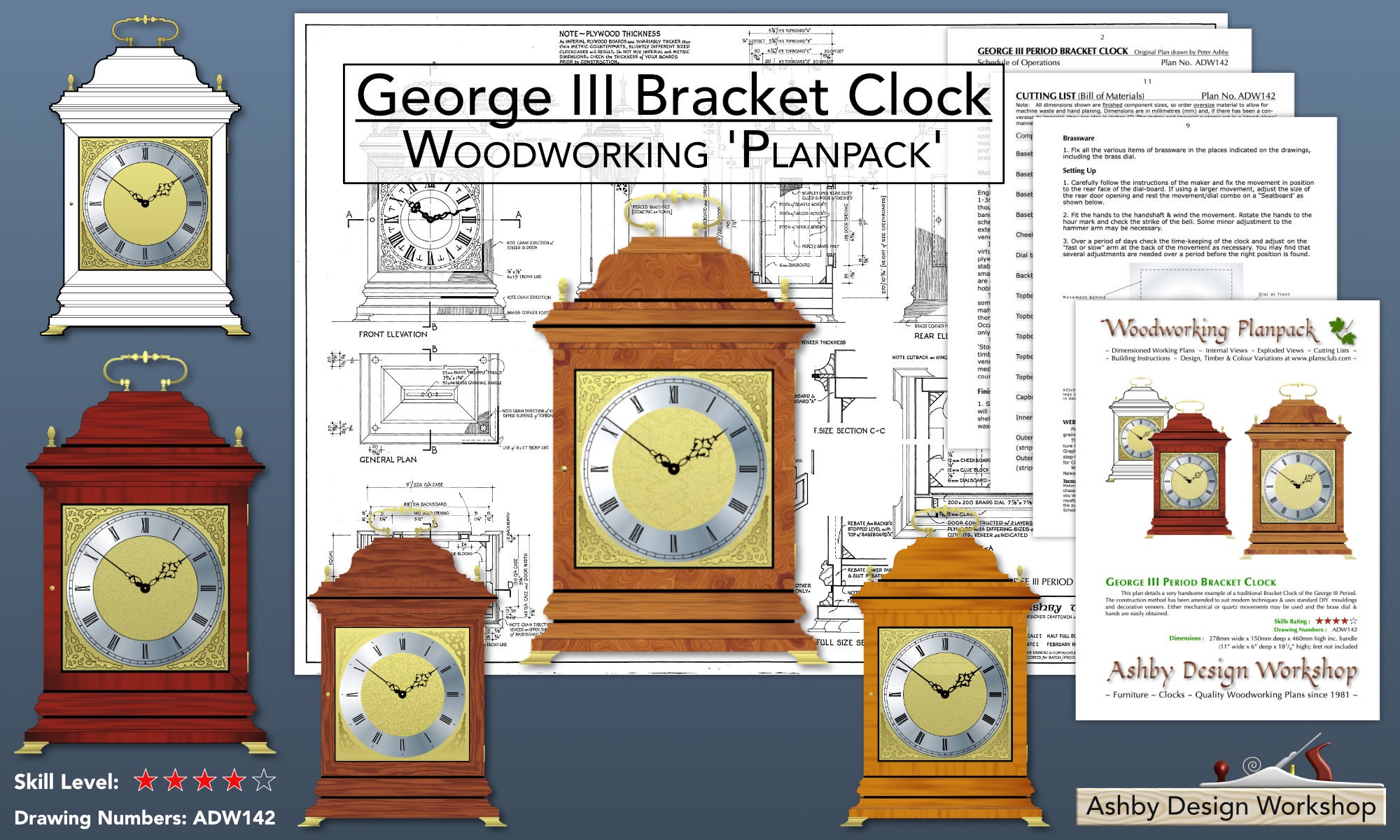 Bracket Clock Plans III Bracket Clock Woodwork Plans DIY Period
