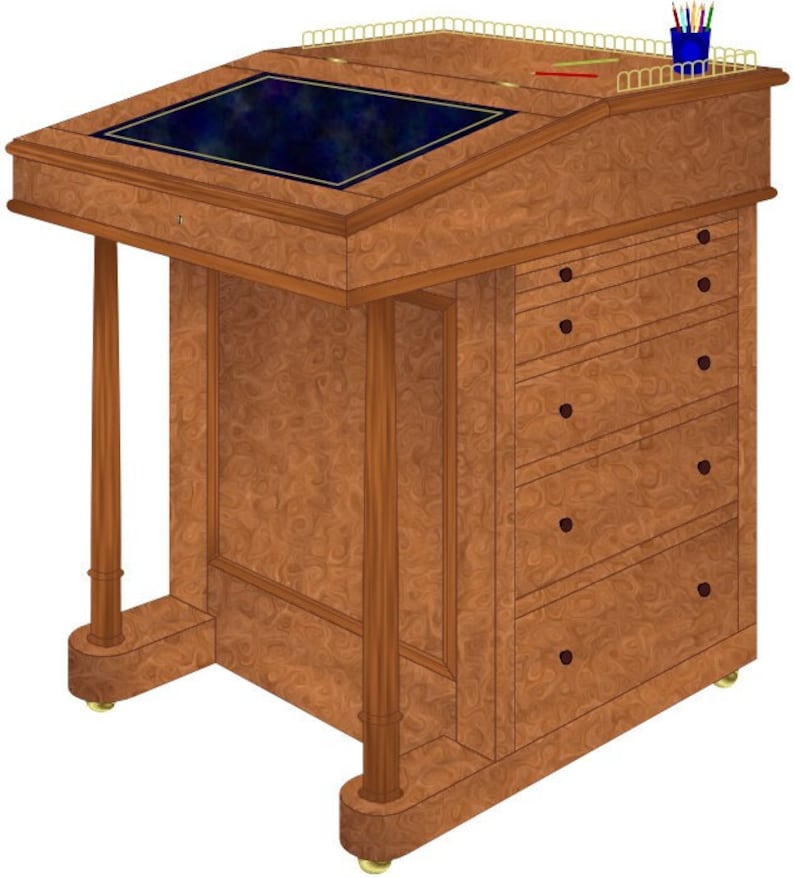 Regency Davenport Desk Plan Woodworking Plan Furniture Plan compact home office desk laptop desk image 3