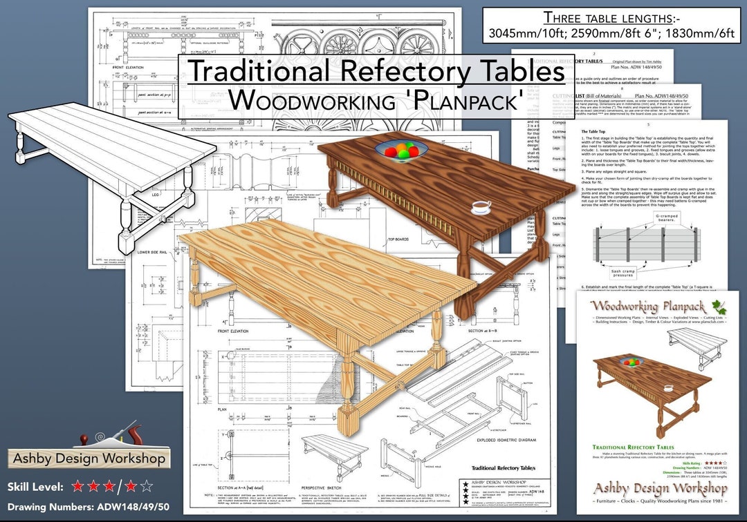 Dining Table Plans - Traditional Refectory Table Plans - Farmhouse ...