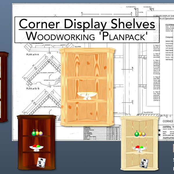 Corner Display Shelves - Traditional Corner Display Shelves, Corner Display Plan, Shelf Plan, DIY Plans, Woodworking Plans, Furniture Plans