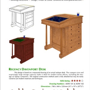 Regency Davenport Desk Plan Woodworking Plan Furniture Plan compact home office desk laptop desk image 2