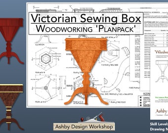 Sewing Box Plans - Victorian Sewing Box - Sewing Basket - Sewing Stand - Sewing Caddy - Furniture Plans - Woodwork Plans