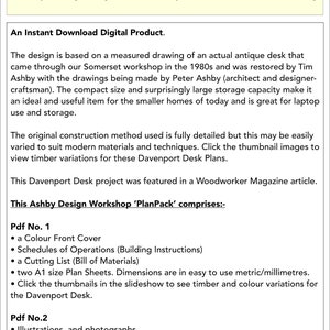 Regency Davenport Desk Plan Woodworking Plan Furniture Plan compact home office desk laptop desk image 8