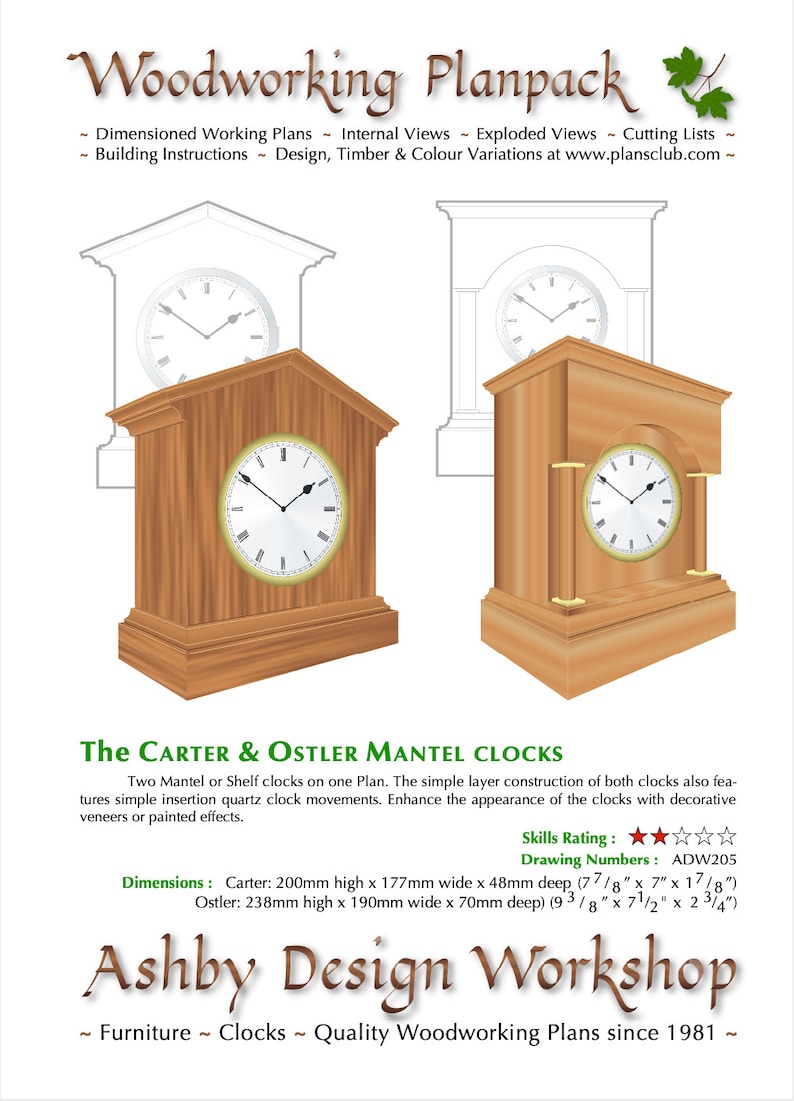 Clock Plans Nine Table Mantel & Shelf Clock Plans Table Etsy