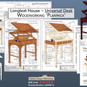 Desk Plans - Longleat House Universal Desk - architect’s table - music stand - woodwork plans - furniture plans - desk blueprint