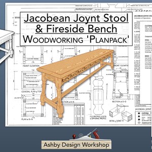 Stool and Bench Plans - Jacobean Joynt Stool & Fireside Bench - Stool Plan - Bench Plan - DIY Plans - Woodworking Plans