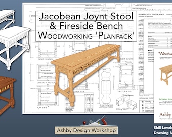 Stool and Bench Plans - Jacobean Joynt Stool & Fireside Bench - Stool Plan - Bench Plan - DIY Plans - Woodworking Plans