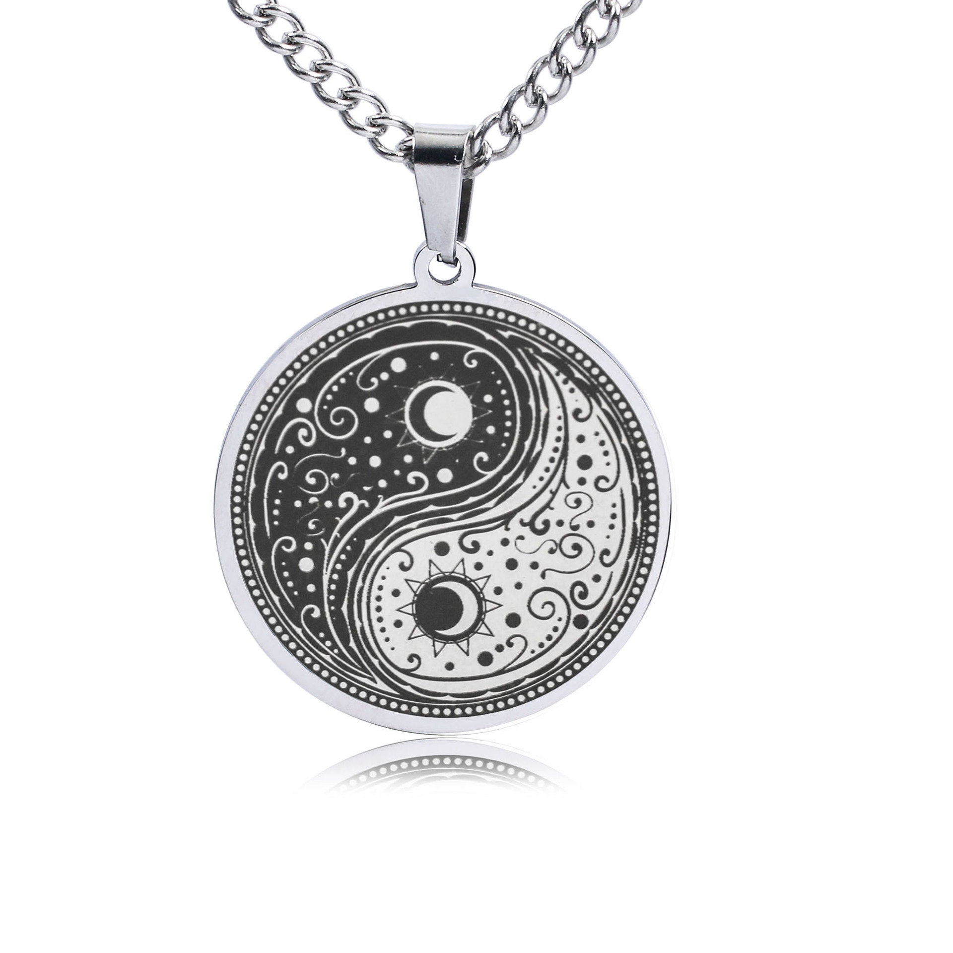 Yin & Yang Tai Chi Stainless Steel Pendant With Chain Necklace - Etsy