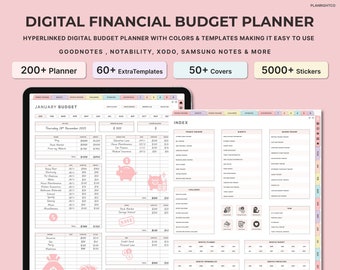 Planificateur budgétaire numérique, Planificateur budgétaire financier numérique, Planificateur financier numérique, Suivi financier, Planificateur budgétaire non daté, Agenda GoodNotes