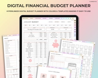 Digitaler Finanzplaner, digitaler Finanzbudgetplaner, digitaler Budgetplaner, Finanz-Tracker, undatierter Budgetplaner, GoodNotes-Planer