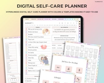 Diario digital de bienestar, planificador de cuidado personal, diario de cuidado personal, planificador Goodnotes, atención plena a la salud mental, positividad, sanación, amor propio