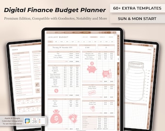 Digitaler Haushaltsbudgetplaner, Digitaler Budgetplaner, Digitaler Finanzierungsplaner, undatierter Haushaltsplaner, GoodNotes Planner