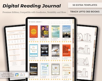 Digitales Lesetagebuch, Digitaler Leseplaner, Digitaler Leseplaner, Digitaler Buchtracker für GoodNotes, iPad, Android Lesetagebuch