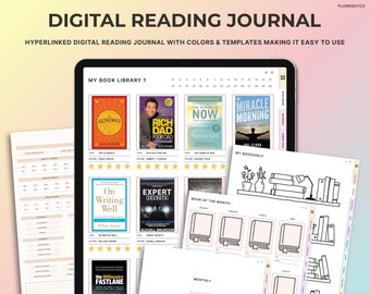 Planificador de lectura digital para GoodNotes, Diario de lectura digital, Planificador digital de lectura, Rastreador de libros digitales, iPad, Diario de lectura de Android