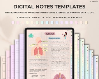 Cuaderno Digital con Pestañas, Cuaderno Goodnotes, Cuaderno de Estudiante, Cuadernos Digitales, Plantillas de Notas Digitales, Plantilla para Toma de Notas, Diario