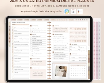 All-in-One Digital Planner 2026 | Undated Daily Weekly Monthly | GoodNotes iPad Planner