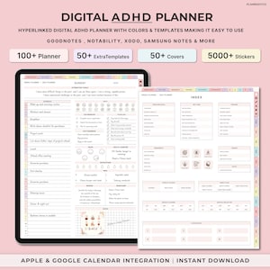 Planner digitale ADHD, Planner GoodNotes, Planner digitale senza data, Planner ADHD, Planner per iPad, Planner ADHD per adulti, Planner giornaliero e settimanale per ADHD