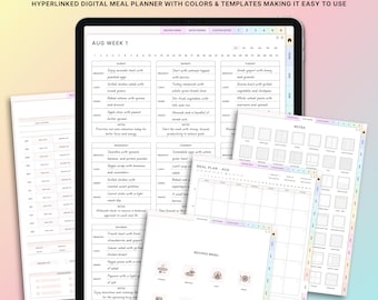 Meal Plan Template, Meal Planner, Goodnotes, iPad Planer, Kücheninventarisierung, Lebensmittelliste, Meal Prep, Meal Prep, Goodnotes Planner, Food