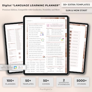 Pianificatore di apprendimento delle lingue digitale, pianificatore di lingue per iPad, quaderno di lavoro di vocabolario, pianificatore digitale Goodnotes, qualsiasi pianificatore di apprendimento delle lingue per iPad