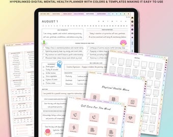 Digital Mental Health Journal, Digital Self Care Planner, Hyperlinked Mindfulness Journal, Therapist Gift, Anxiety Journal, Therapy Log ipad