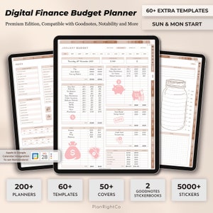 Digital finansiell budgetplanerare, digital budgetplanerare, digital finansplanerare, finansspårare, odaterad budgetplanerare, GoodNotes-planerare