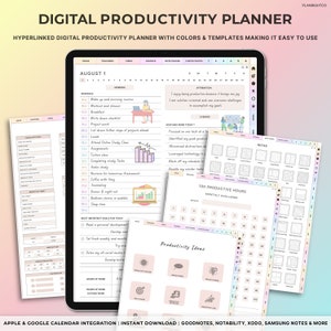 Productivity Digital Planner, Goals Tracker, GoodNotes Planner, SMART Goals, Monthly Habits Reflections, Goal Planner, Daily Weekly Monthly