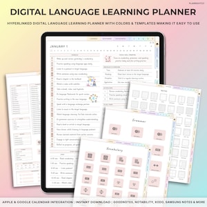 Any Language Learning Planner ipad, Digital Language Learning Planner, Ipad Language Planner, Vocabulary Workbook, Digital Goodnotes Planner