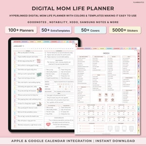 Digital Mom Planner, Mom Life Planner, Busy Mom, Digital Life Planner, Home Management Planner, Household Binder, Cleaning Planner, Mom ipad