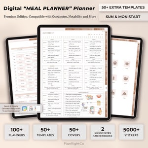 Cyfrowy planer posiłków, szablon planu posiłków, GoodNotes, planer iPad, inwentarz kuchenny, lista zakupów, przygotowywanie posiłków, planer Goodnotes na iPada, żywność