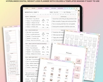 Digital Weight Loss Journal, Weight Track, Digital Planner, iPad Planner, GoodNotes Planner, Fitness Planner, Workout Planner, Meal Planner