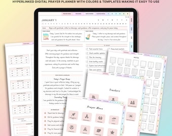 Planificador digital de fe, planificador de oración, diario de gratitud, planificador diario de oración, cuaderno de diario de oración, plantillas de diario de oración, plan para iPad