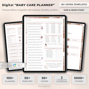 Planificador digital para recién nacidos, organizador para bebés, diario digital para bebés, kit de planificación para recién nacidos, seguimiento de bebés, registro diario del bebé, registro de la niñera, iPad para bebés