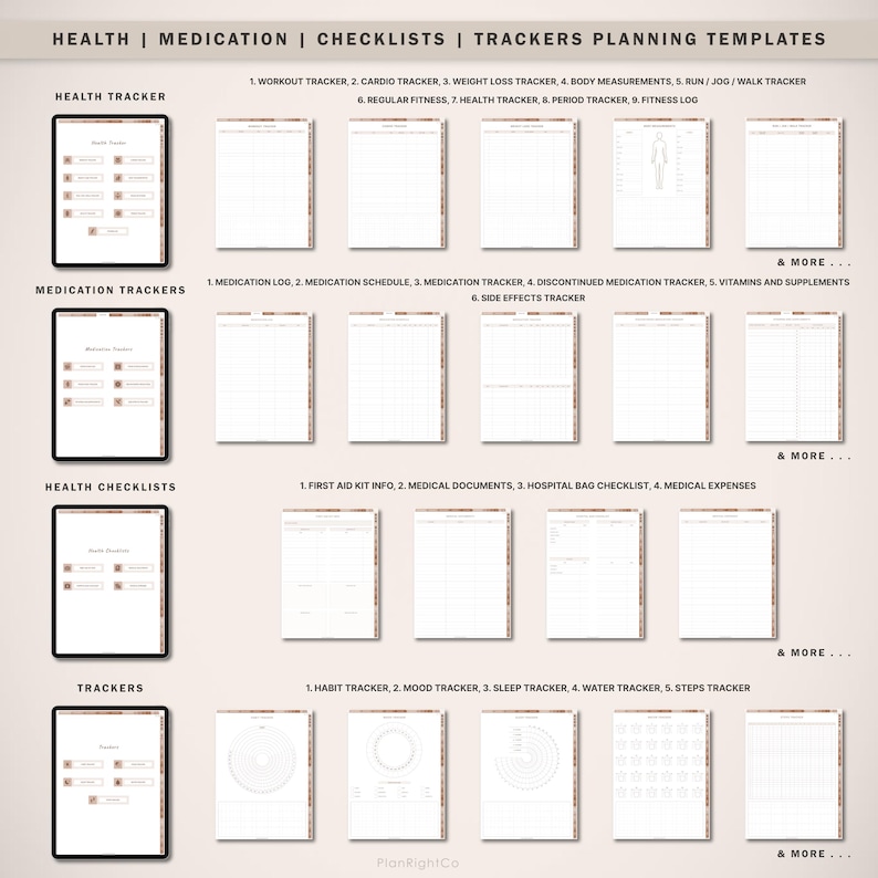 Pianificatore medico digitale, pianificazione medica, pianificatore Goodnotes per iPad, registro medico, registro sanitario, pianificatore sanitario, monitoraggio dei farmaci, benessere immagine 6