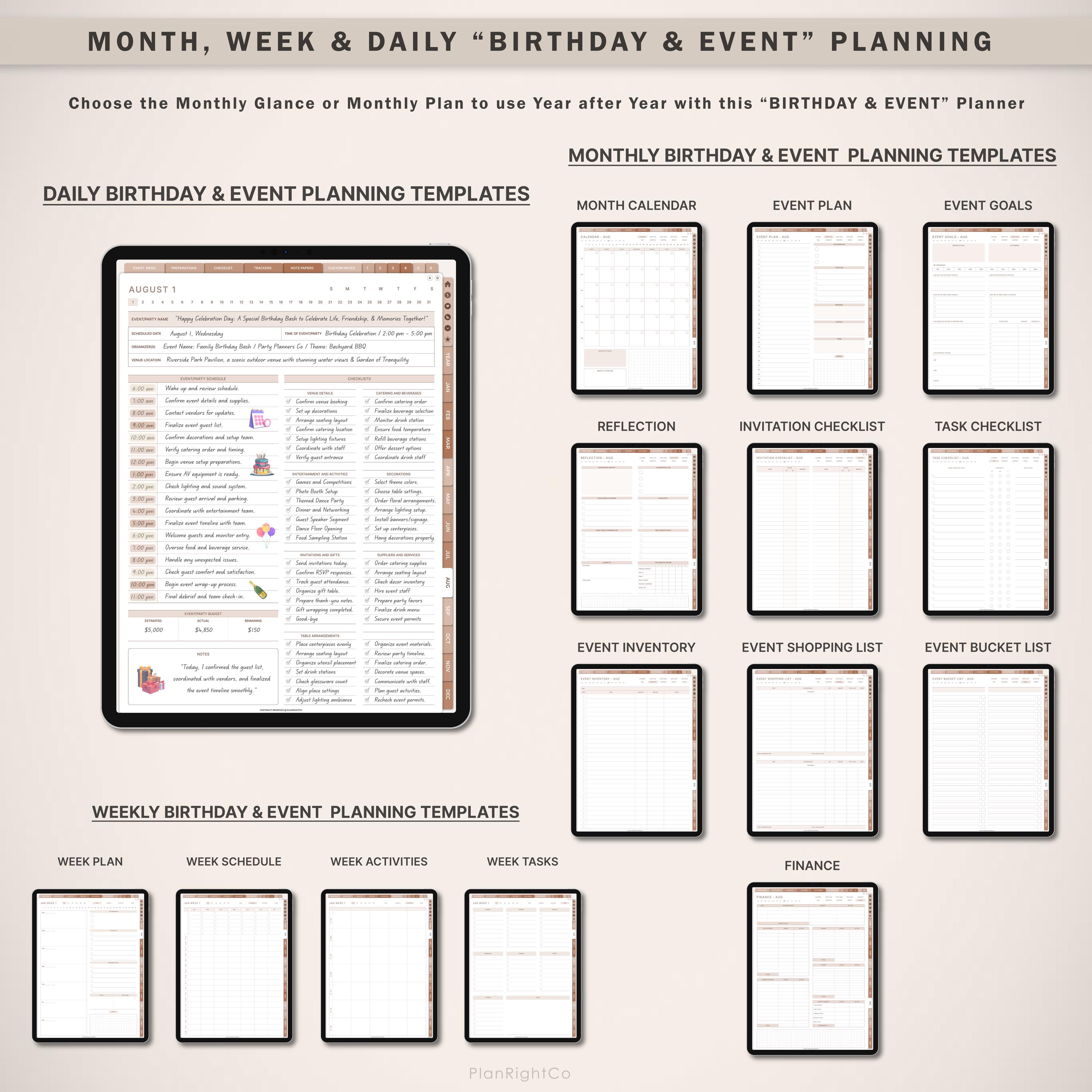Digital Event Planner, Event Planning Template, Digital Event Planning ...