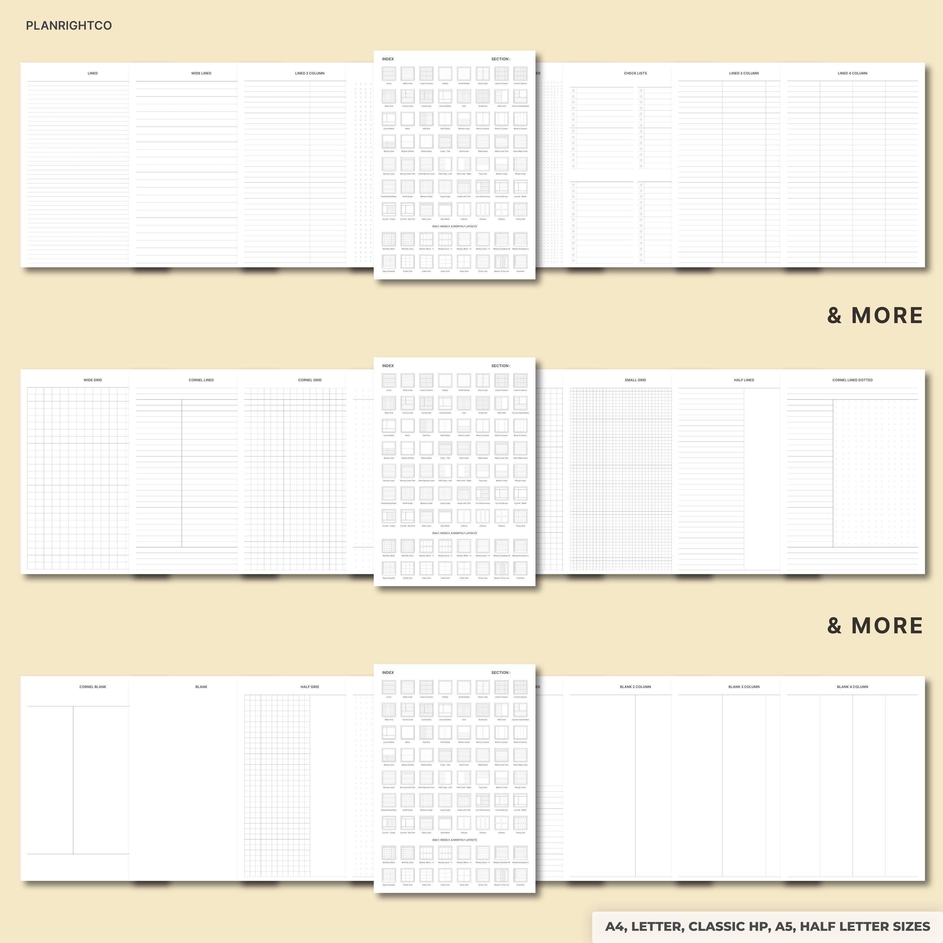 Ultimate Printable Paper Bundle | Lined Dot Grid Graph Notebook Pages ...