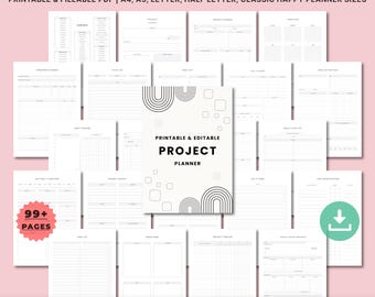 Printable Project Planner Bundle, Project Management Templates, Task Tracker, Productivity Planner, Gantt Chart, To Do List, A4 A5 Letter