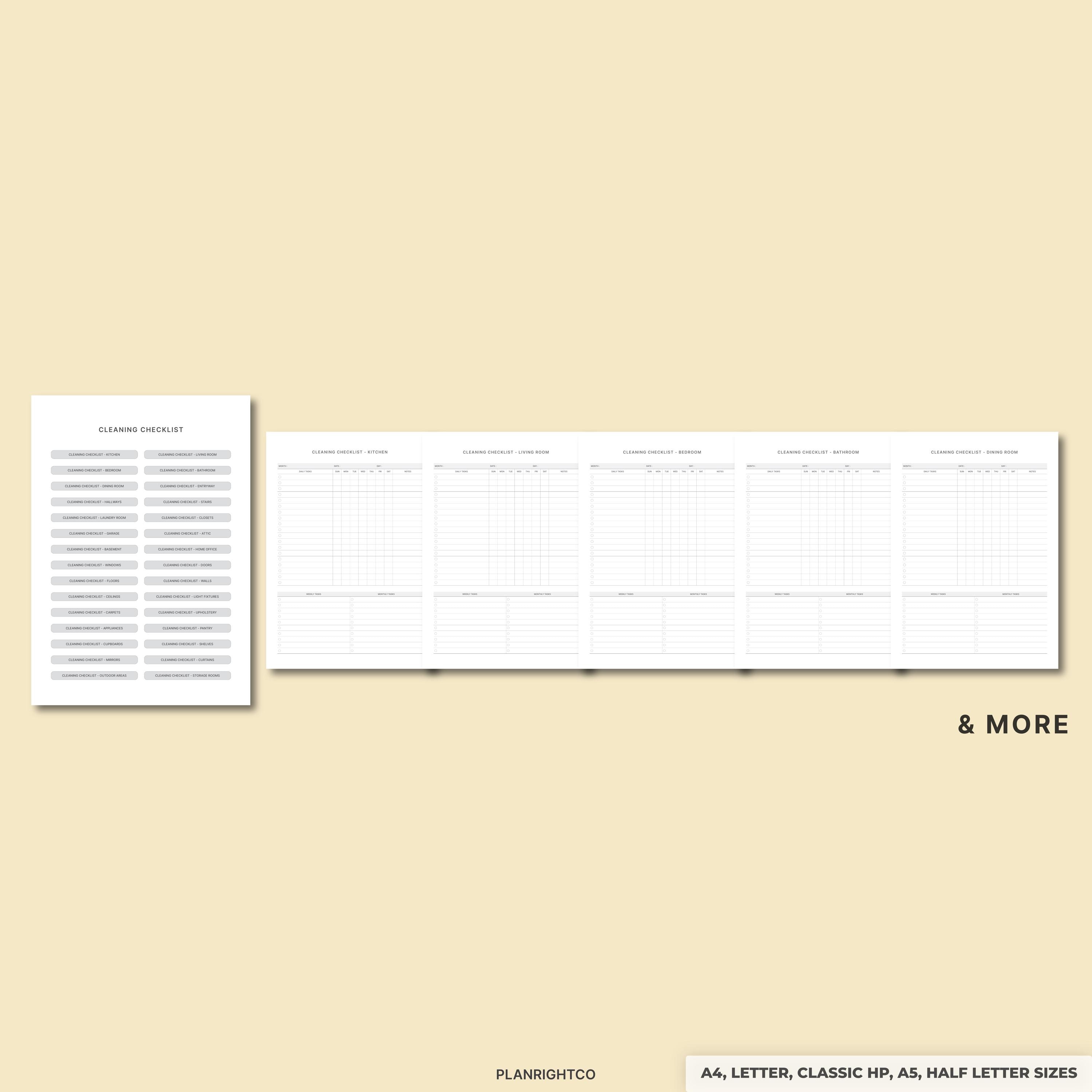 Printable ADHD Cleaning Planner Bundle | Undated Weekly Monthly ...