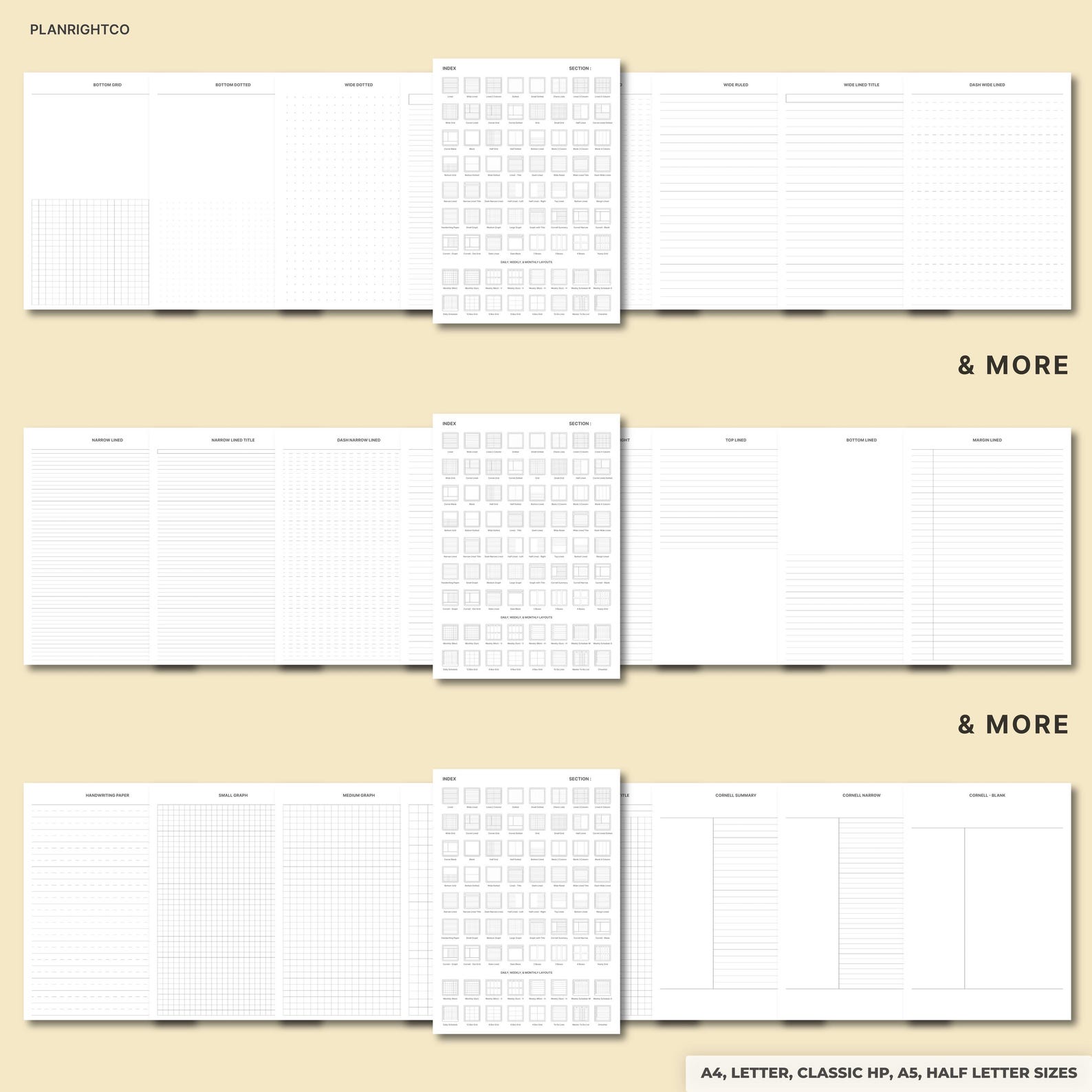 Ultimate Printable Paper Bundle | Lined Dot Grid Graph Notebook Pages ...