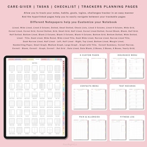 Puede incluir: Un planificador digital con una variedad de plantillas de papel para organizar tareas, objetivos y horarios. Las plantillas incluyen estilos de notas rayadas, punteadas, cuadriculadas y Cornell. El planificador tambi&eacute;n incluye secciones para notas, contactos, registros de pruebas, dolor y alergias, y registros de acondicionamiento f&iacute;sico.
