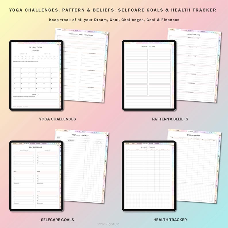 Digital Yoga Journal, Yoga Poses Planner, Yoga Tracker, Wellness Planner, Monthly Yoga Planner ...
