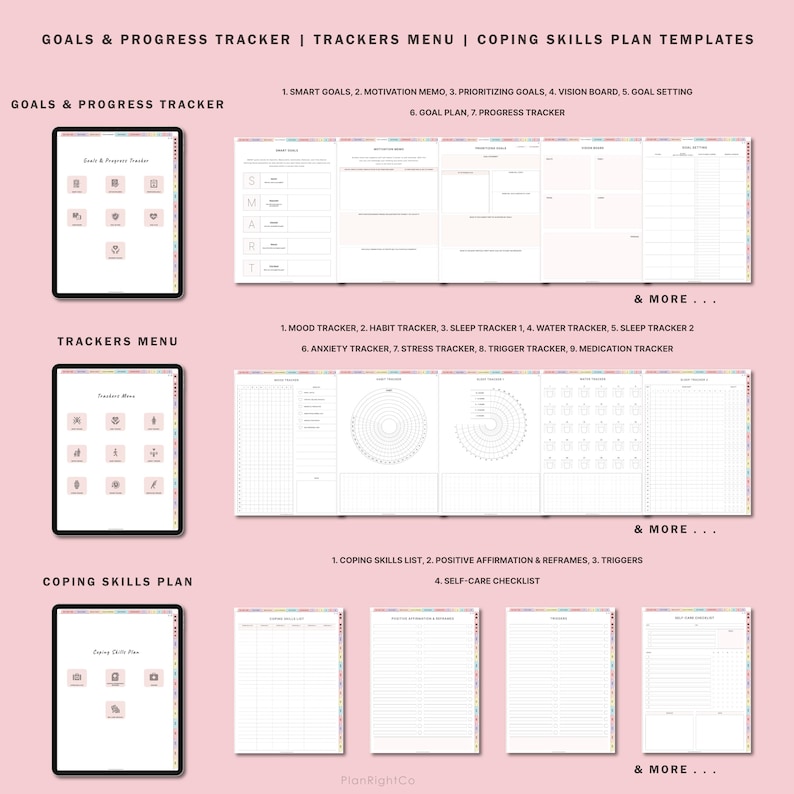 Self Care Digital Planner, Digital Mental Health Journal, Therapy, Anxiety, Gratitude, Mood Tracker, Digital Journal Prompts, GoodNotes iPad image 6