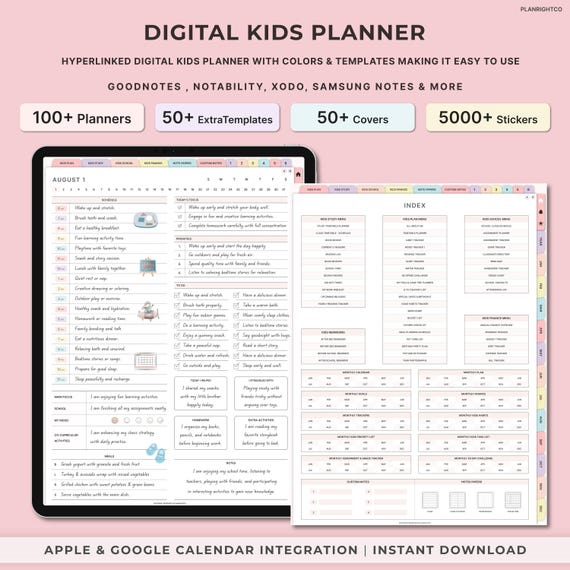 Kids Planner, Kids Daily Planner, Daily Journal for Kids, Ipad Kids Planner, Kids PDF Planner, Daily Routine To Do, Goodnotes, Ipad Goodnote