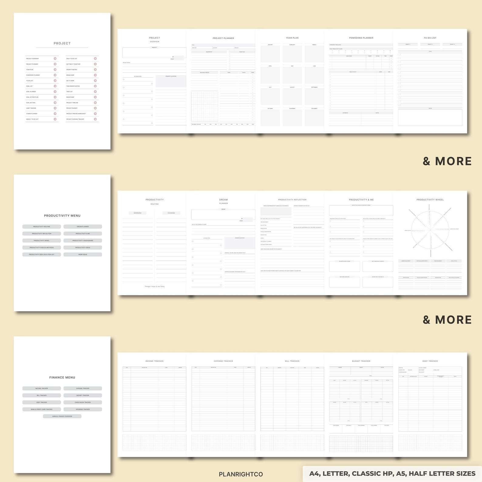 Printable Project Planner Bundle | Undated Project Management Tracker ...