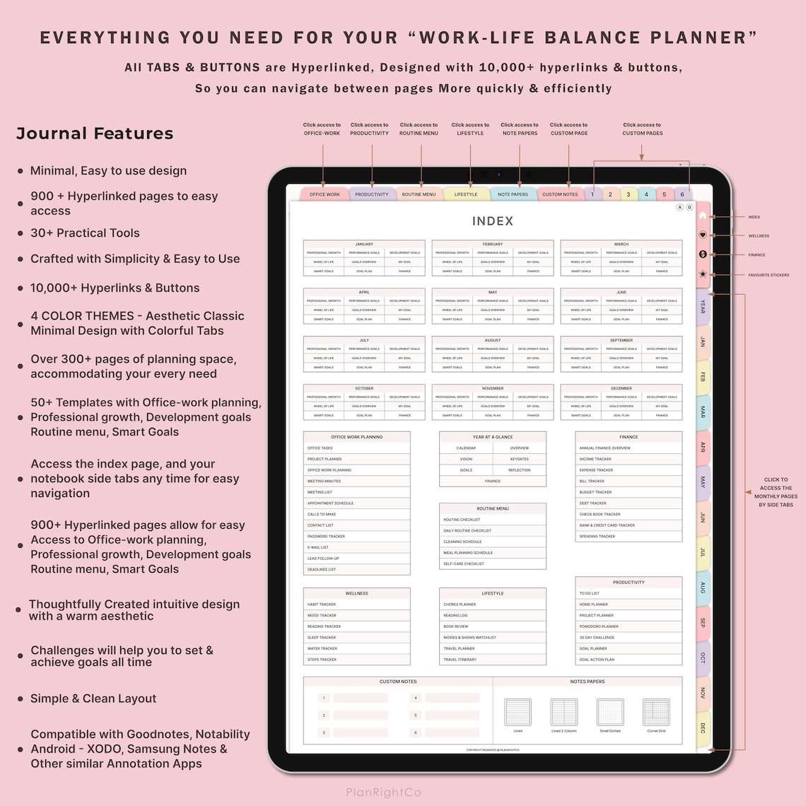 Digital Work-life Balance Planner, Work Planner, Office Task Planner ...