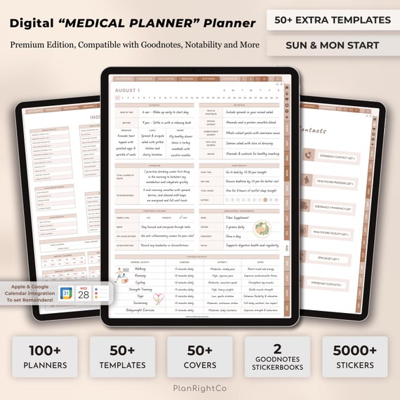 Digital Medical Planner, Medical Planning, ipad Goodnotes Planner, Medical Log, Health Log, Healthcare Planner, Medication Tracker, Wellness