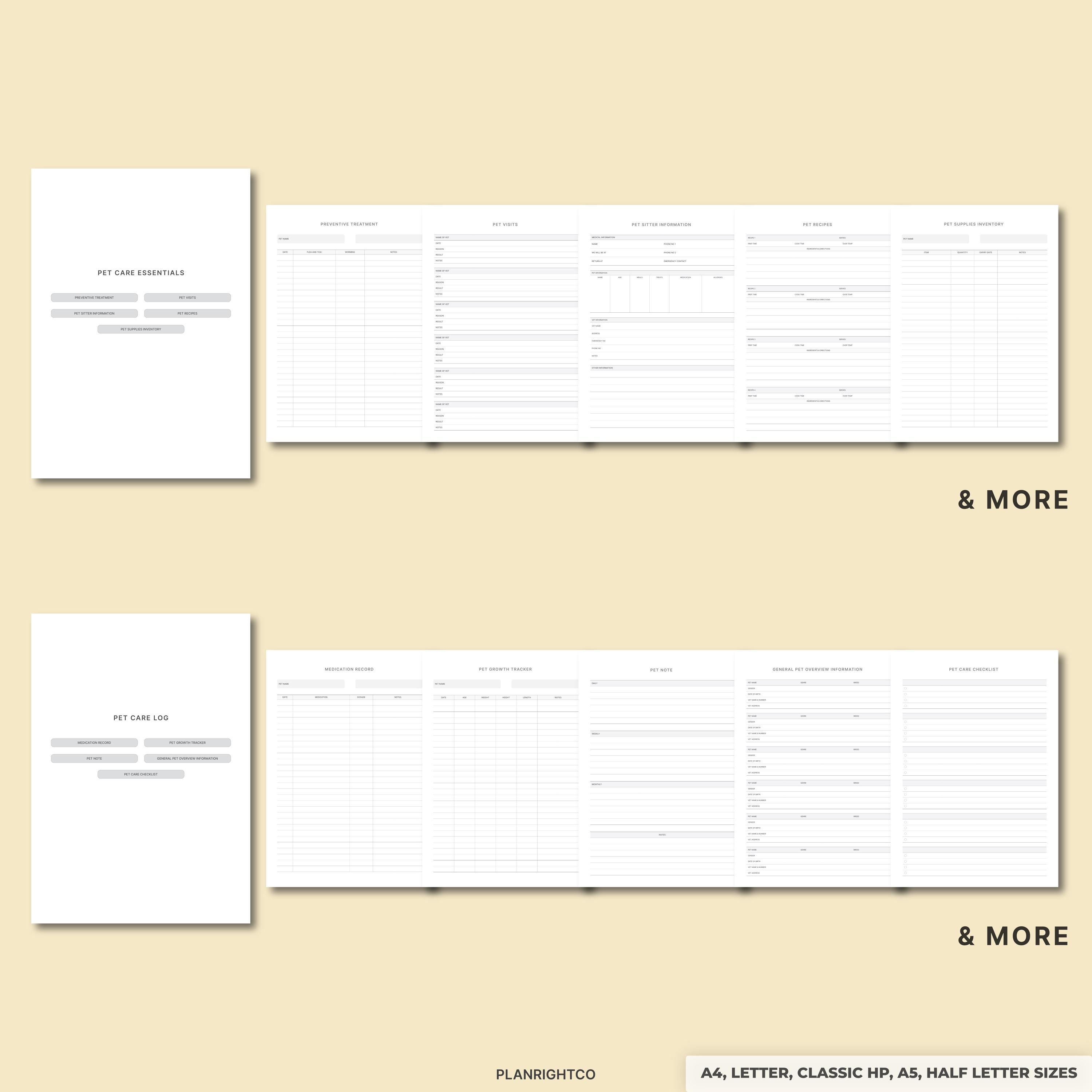 Printable Pet Planner & Care Bundle | Undated Pet Health Record ...