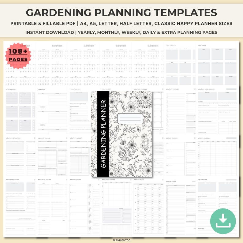 Printable Gardening Planner & Journal | Undated Plant Care Logbook ...